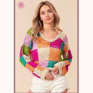 BiBi Multicolor Patchwork Knit Sweater